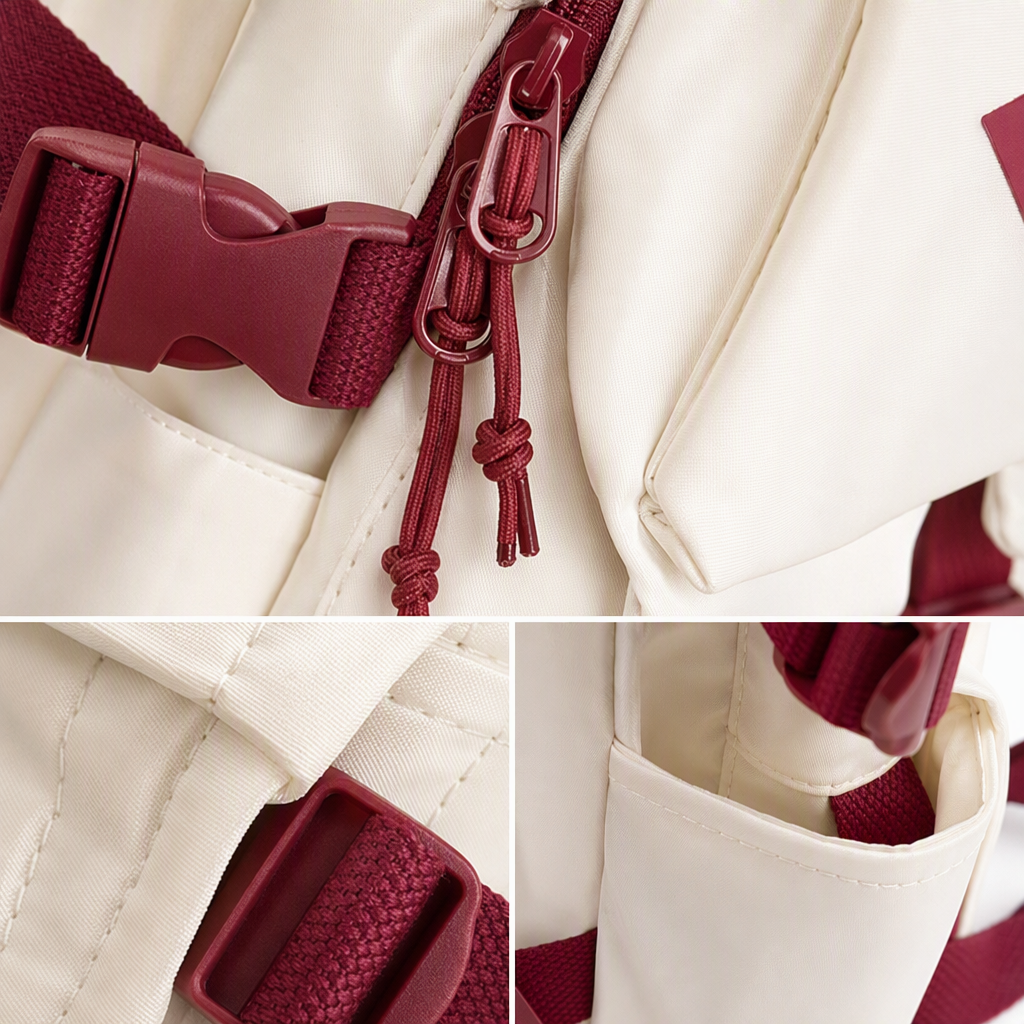 This white backpack is simple and versatile. It's a lightweight, large-capacity, fashionable and casual backpack for students' commuting Application Scenario