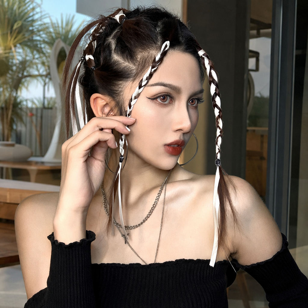 Simple solid-color elastic hair tie headwear for women is available in multiple colors Specification image