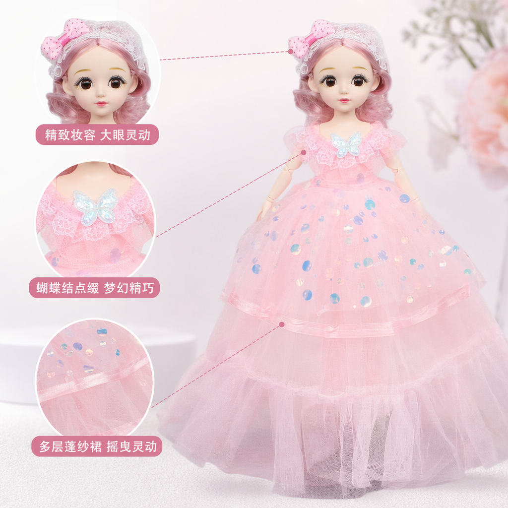 Pink, purple and blue three-color gauze dress for girls' summer puffy skirt