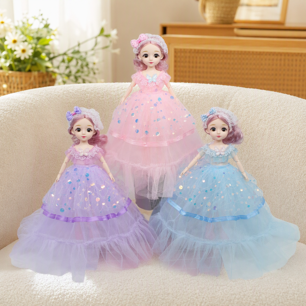 Pink, purple and blue three-color gauze dress for girls' summer puffy skirt details Picture