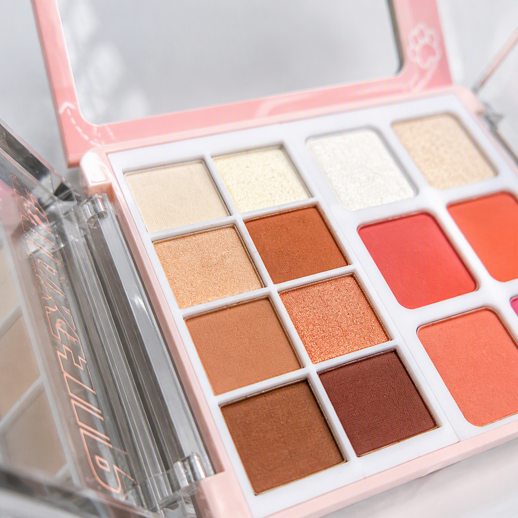 Rosa highlight blush eyeshadow 3 en 1 disco de maquillaje Application Scenario
