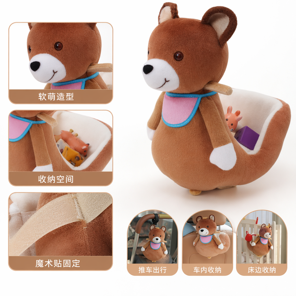 Brown bear-shaped rocking horse children's indoor swinging toy with solid wood eco-friendly paint surface