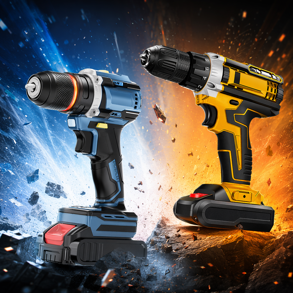 Yellow and blue brushless electric drill, household lithium battery-rechargeable hand drill Specification image