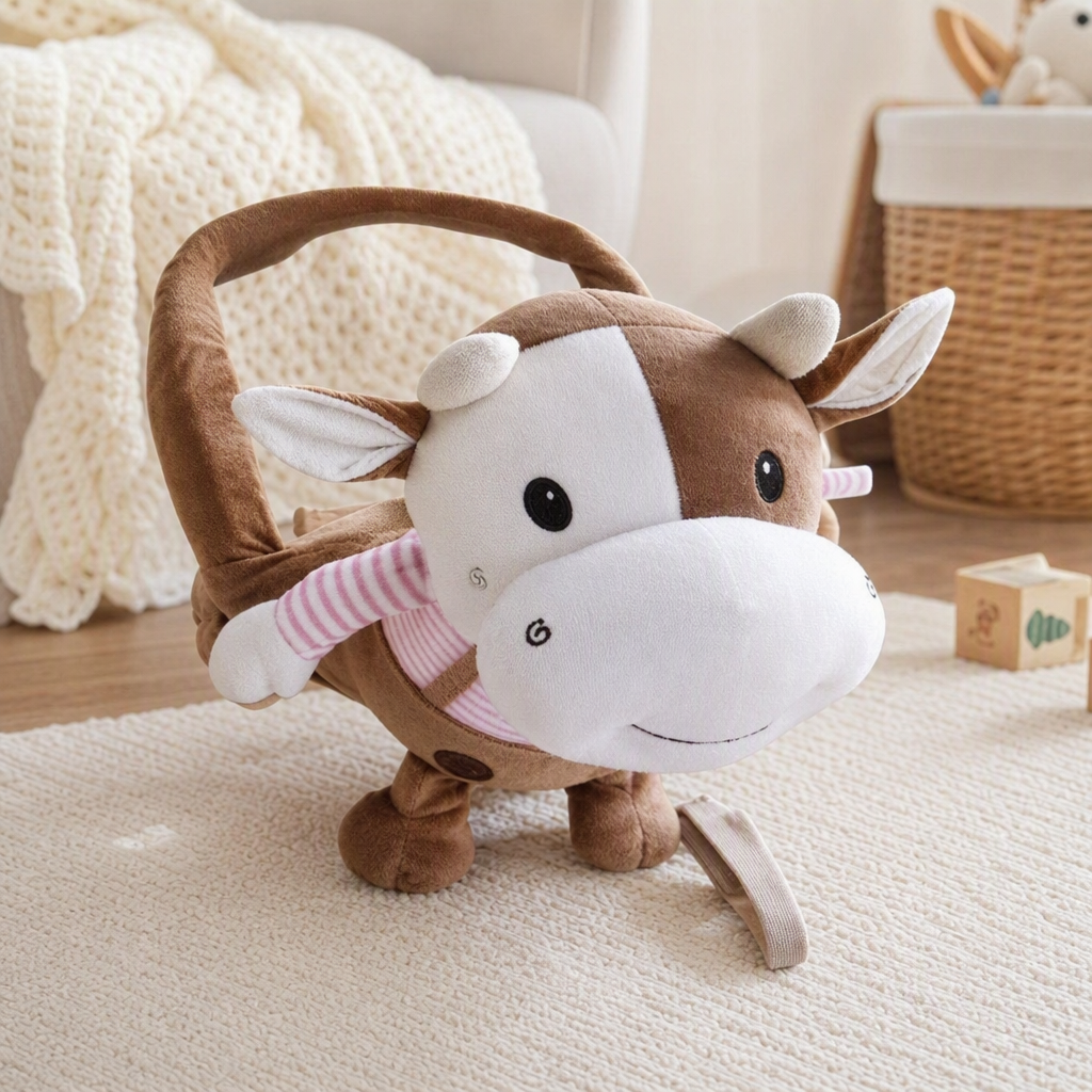 The brown spotted cow shaped swing toy is a cute and fun children's educational and soothing toy details Picture