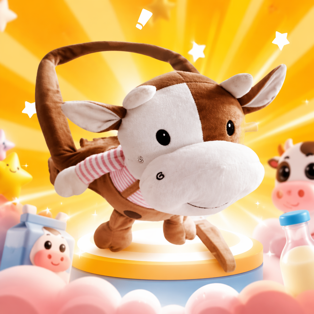 The brown spotted cow shaped swing toy is a cute and fun children's educational and soothing toy Specification image