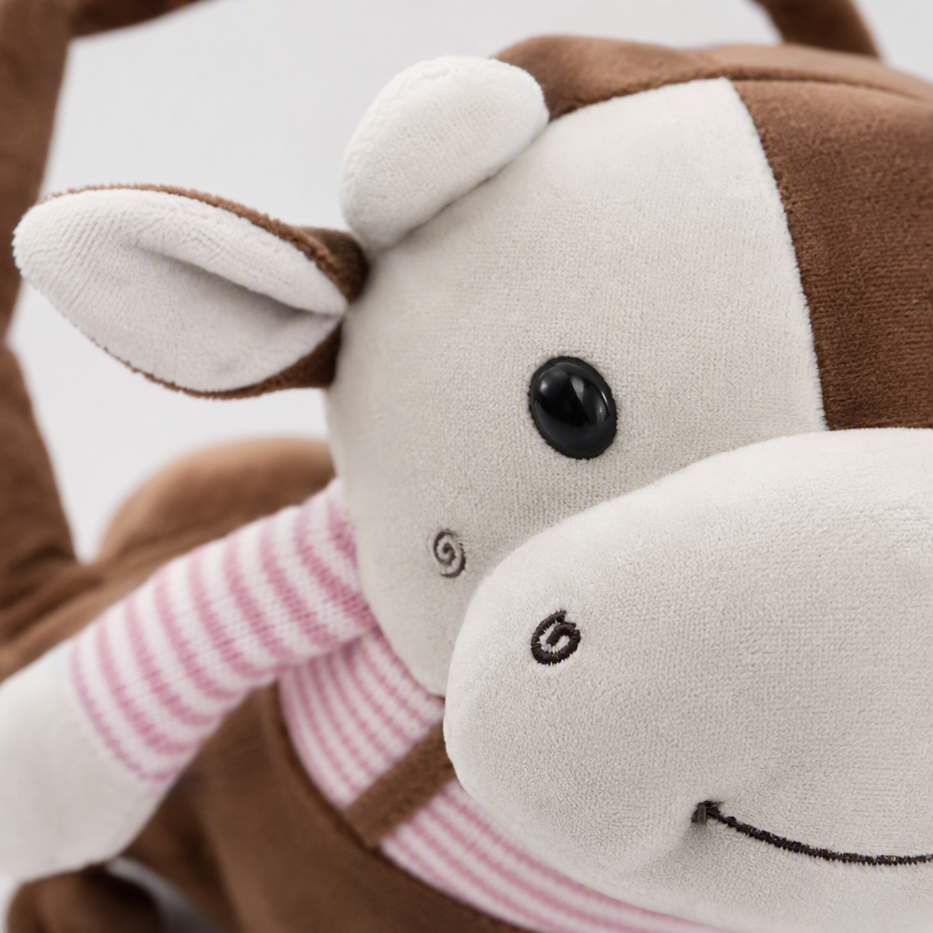 The brown spotted cow shaped swing toy is a cute and fun children's educational and soothing toy Application Scenario