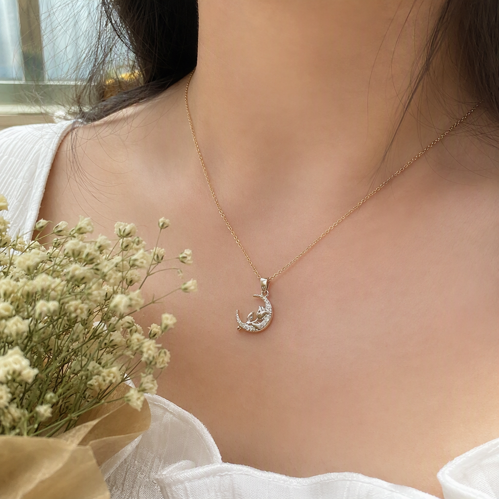 Plata luna colgante collar moda simple versátil cadena de clavícula details Picture