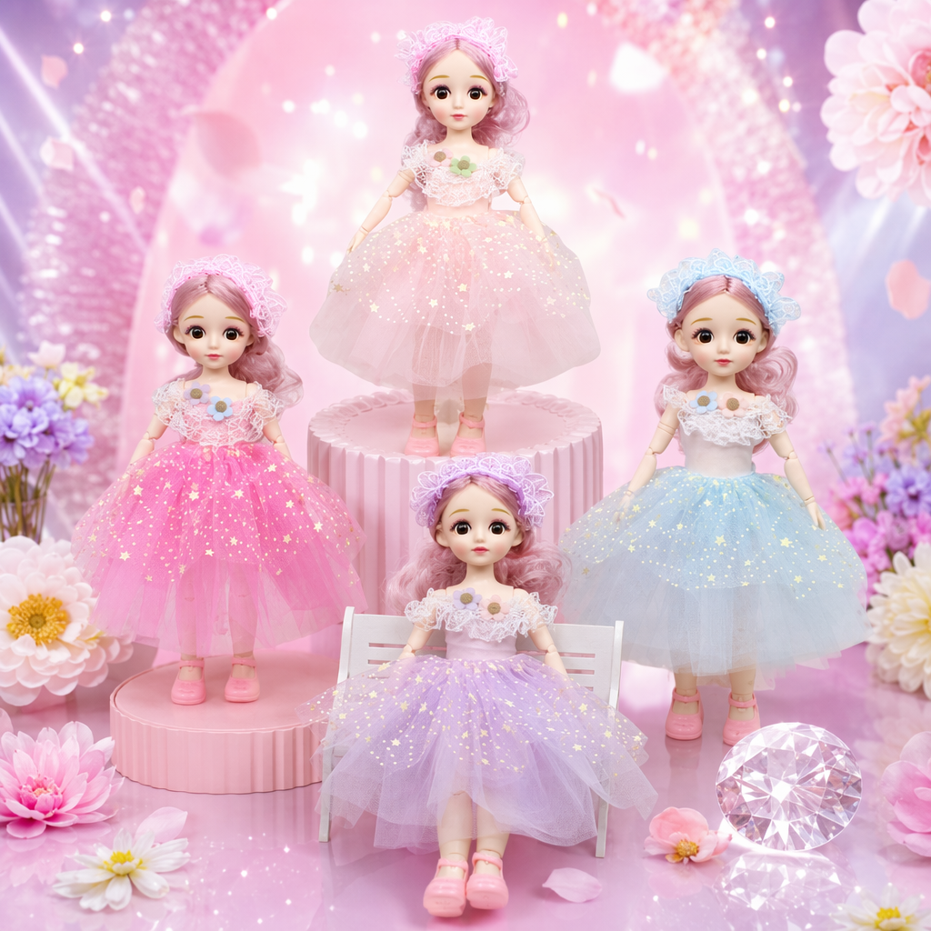 Pink princess doll plush toys are cute and girlish bedroom decorative items Specification image