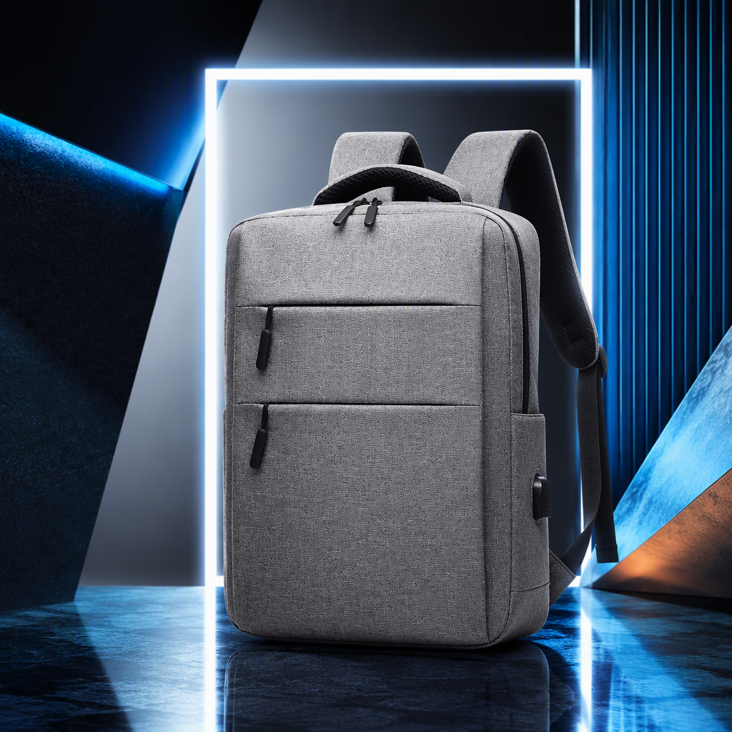 The grey backpack is simple and has a large capacity. It is a lightweight and durable student commuting travel backpack Specification image