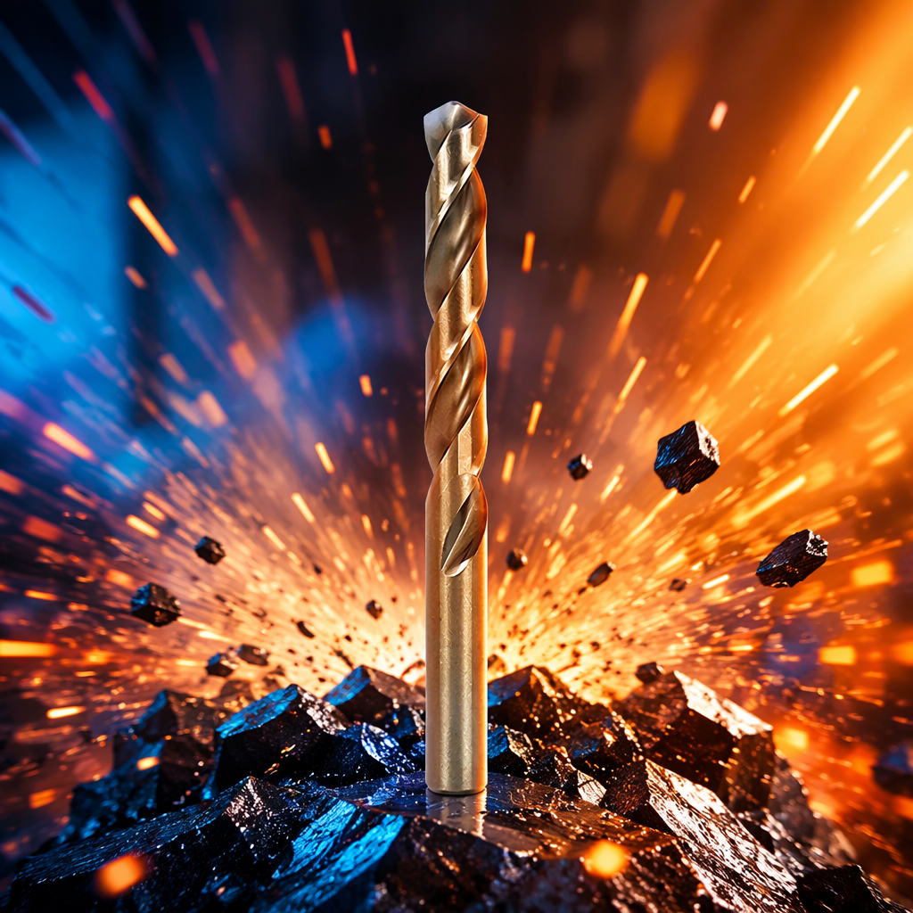 Golden twist drill bit metal drilling tool, high-speed steel material helical cutting edge Specification image