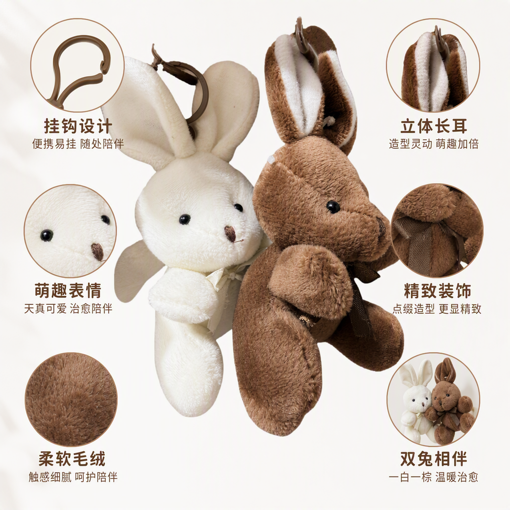 Brown rabbit dolls, white rabbit dolls, plush toys, cute throw pillows, home decoration