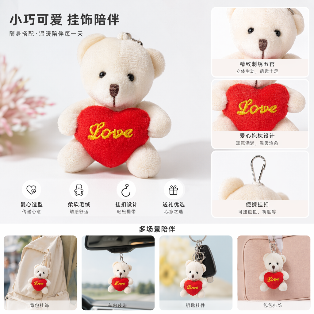 The white bear doll has a red heart-shaped ornament on its chest embroidered with the yellow words "2023"