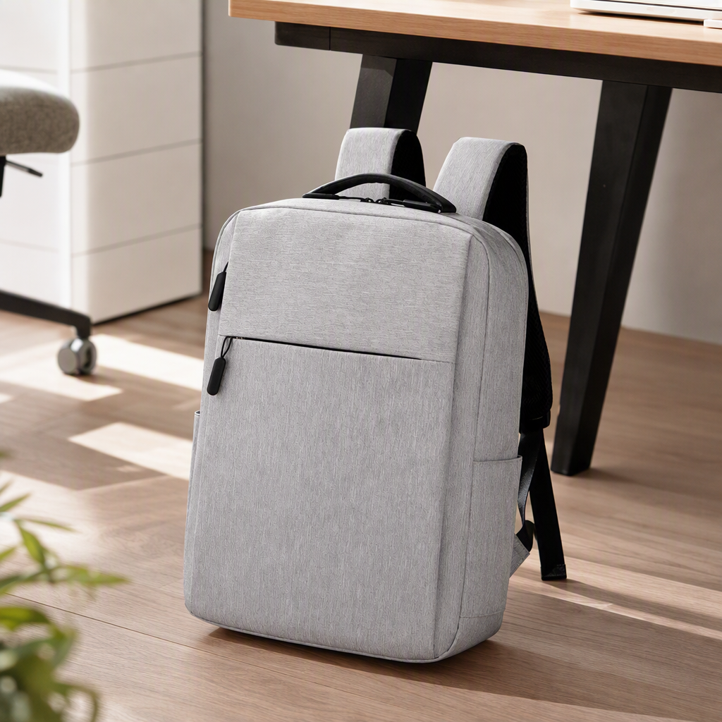 This grey, simple, fashionable and casual backpack is suitable for both men and women details Picture