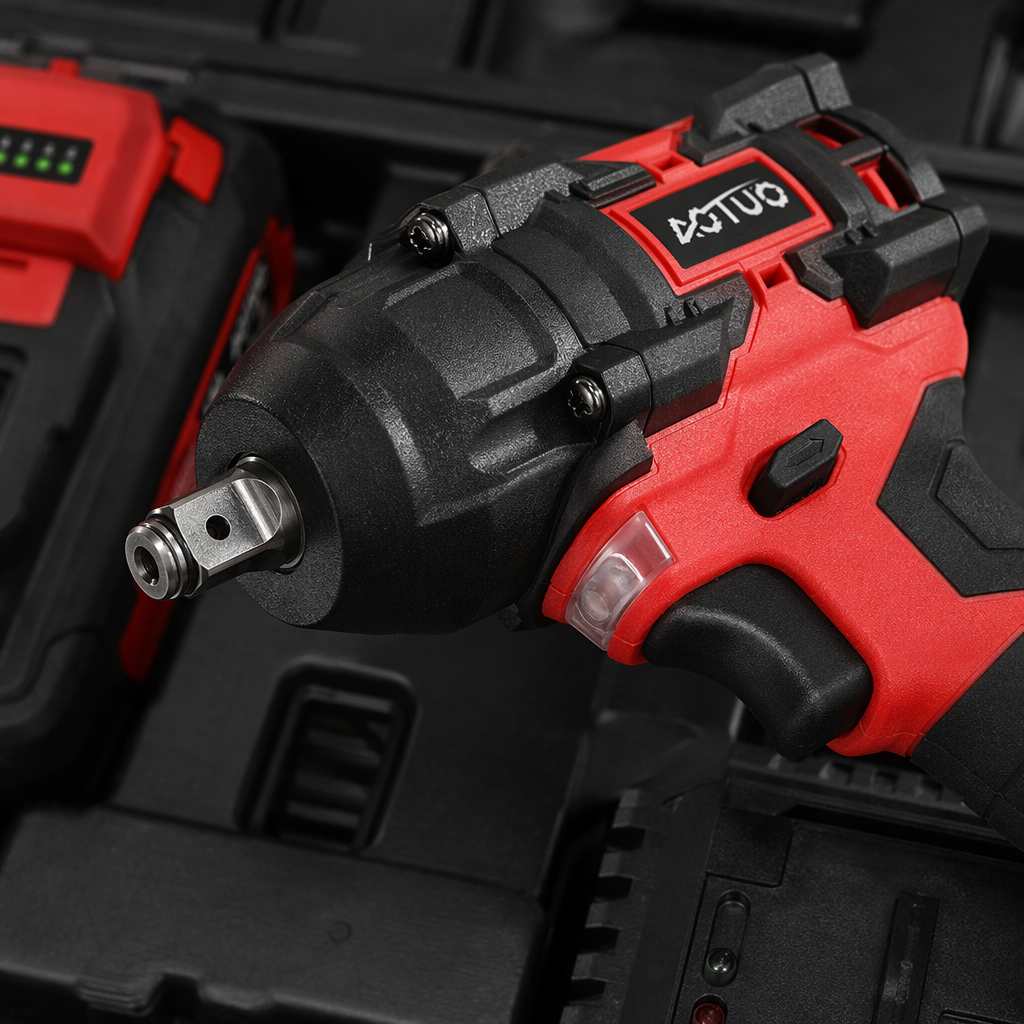 Llave de impacto eléctrica roja con caja de herramientas 18V litio par eléctrico ajustable especial para mantenimiento doméstico Application Scenario