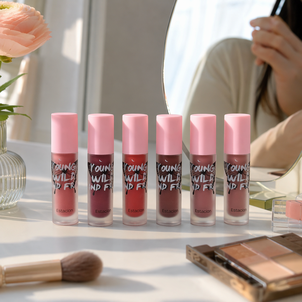 The pink bottle cap, transparent bottle body, and lip gloss are moist, color-changing, long-lasting and do not stick to the glass details Picture