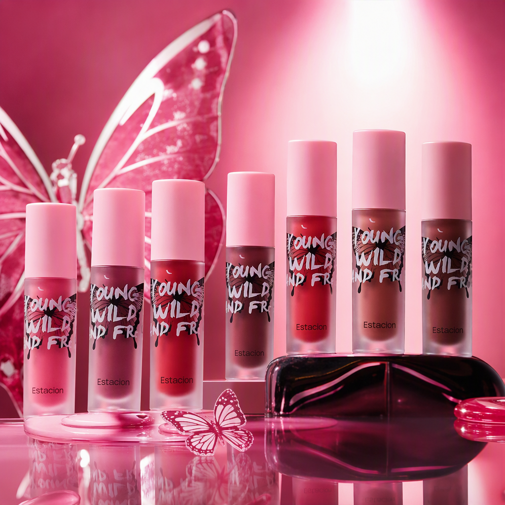 The pink bottle cap, transparent bottle body, and lip gloss are moist, color-changing, long-lasting and do not stick to the glass Specification image