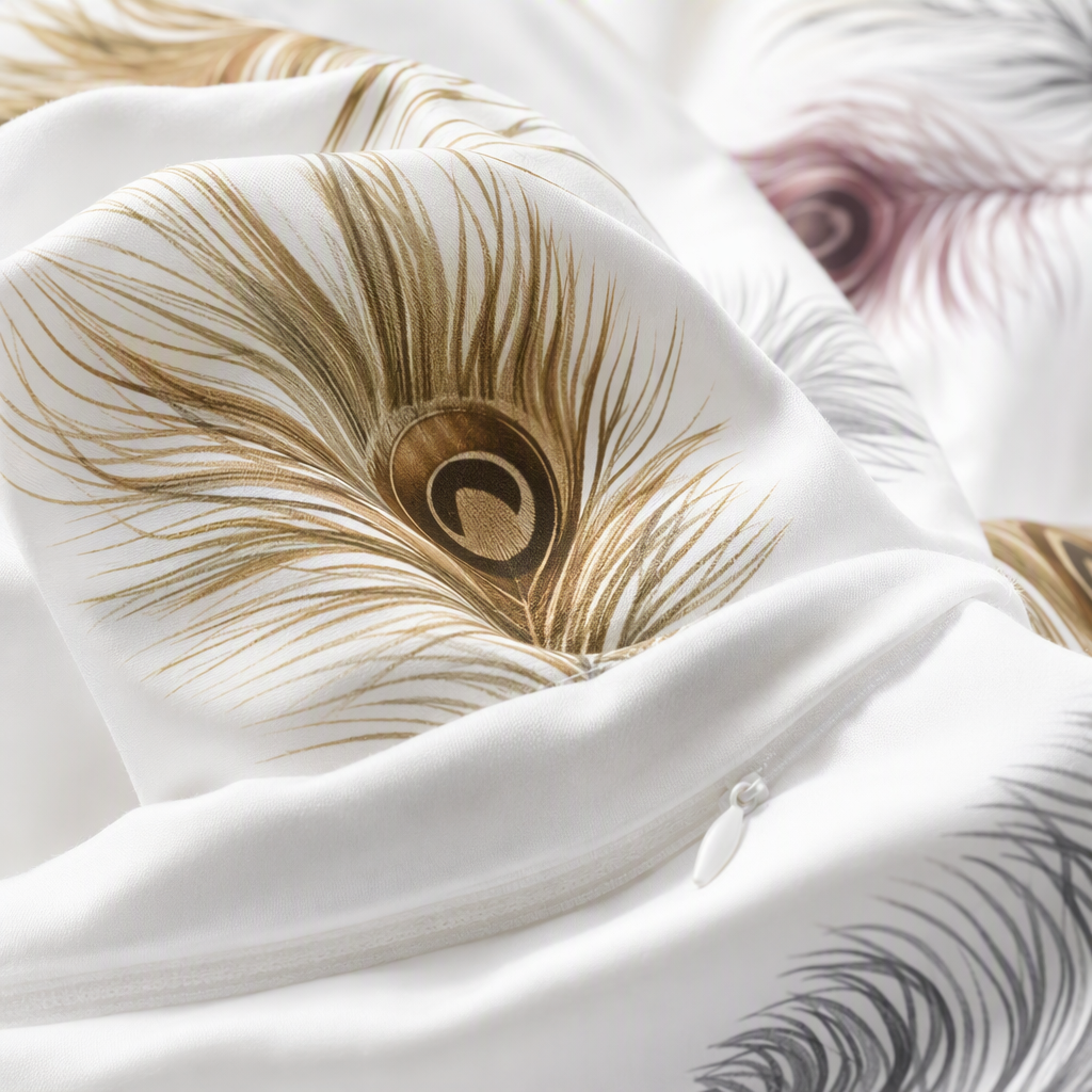 Color blanco plumas patrón cama juego de cuatro piezas algodón simple viento dormitorio textil hogar Application Scenario