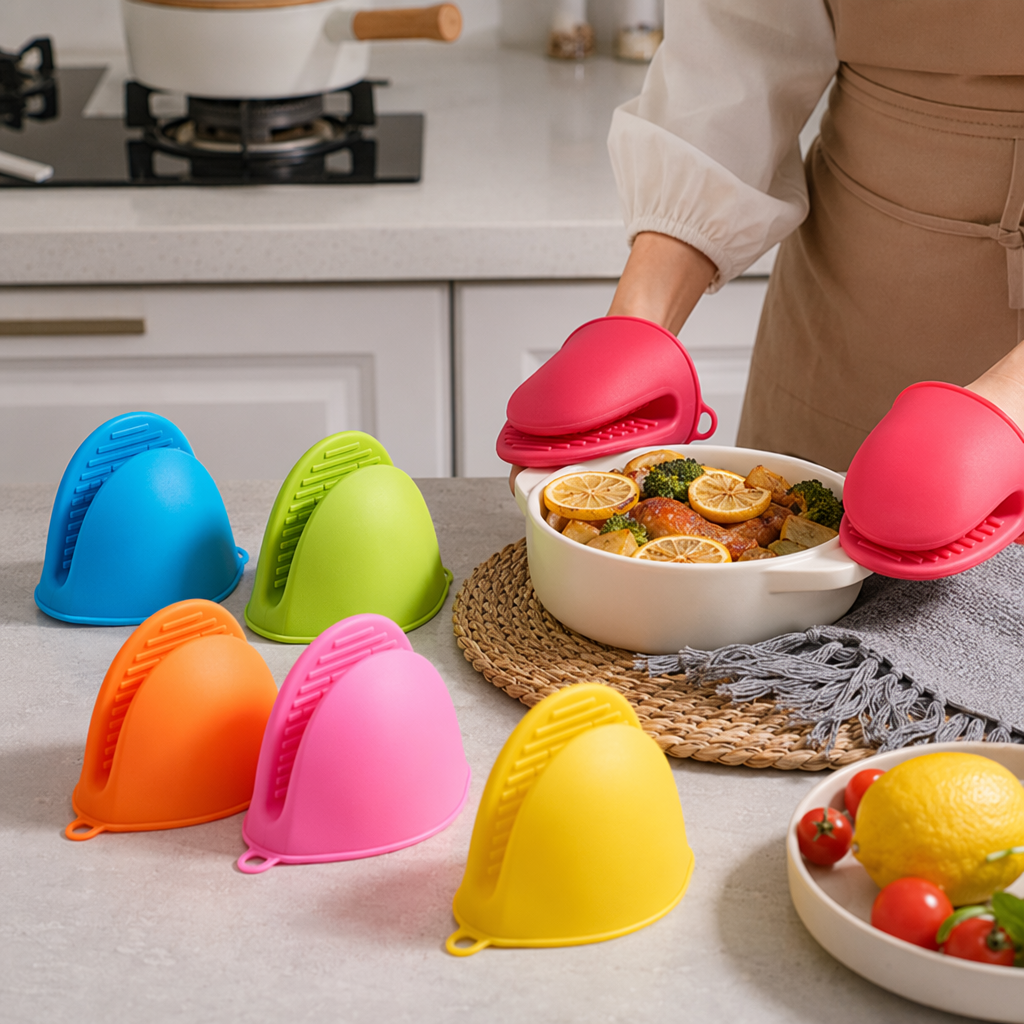 Colorful heat-insulating and heat-resistant hand clamps, kitchen multi-functional silicone clamps, high-temperature resistant and anti-slip clamps details Picture