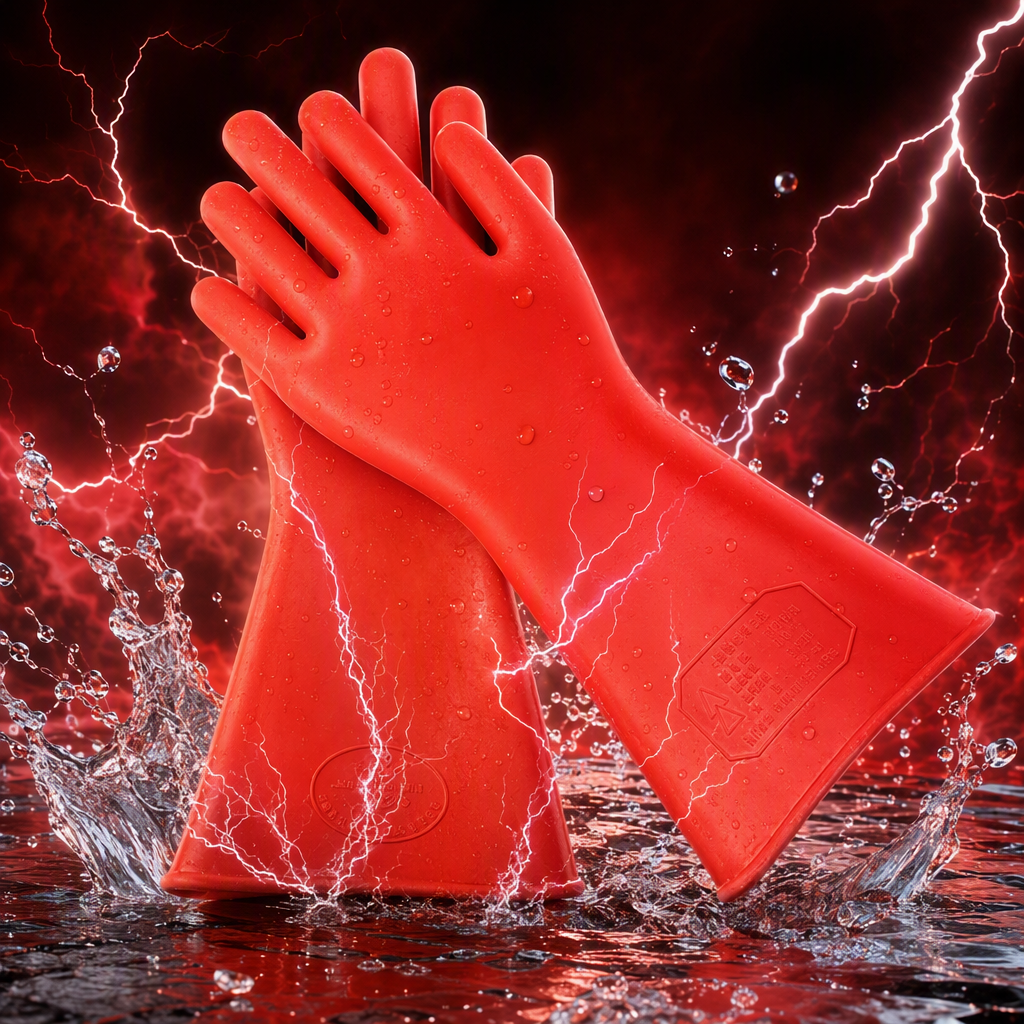 Red high-voltage insulating gloves, electrician's anti-electric shock high-voltage protective gloves Specification image