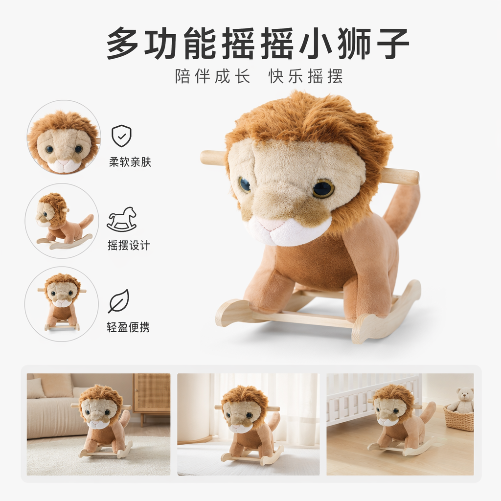 棕色毛发玩偶可爱毛绒公仔家居装饰摆件