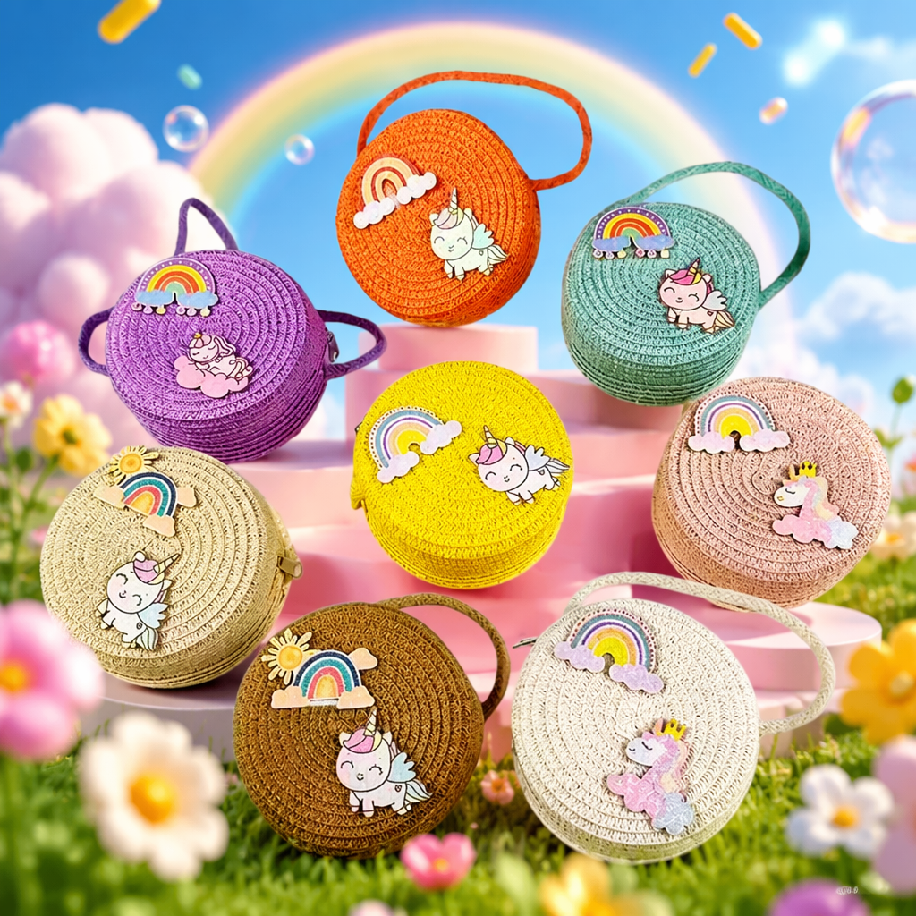 Colorful woven round small bag, fashionable hand-held mini crossbody women's bag Specification image