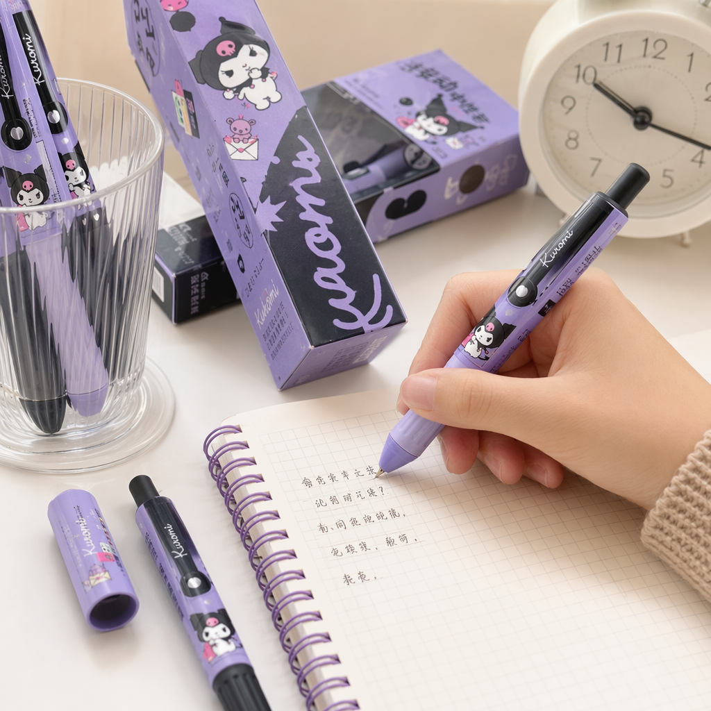 Purple Kuromi-themed press gel pen with packaging box details Picture