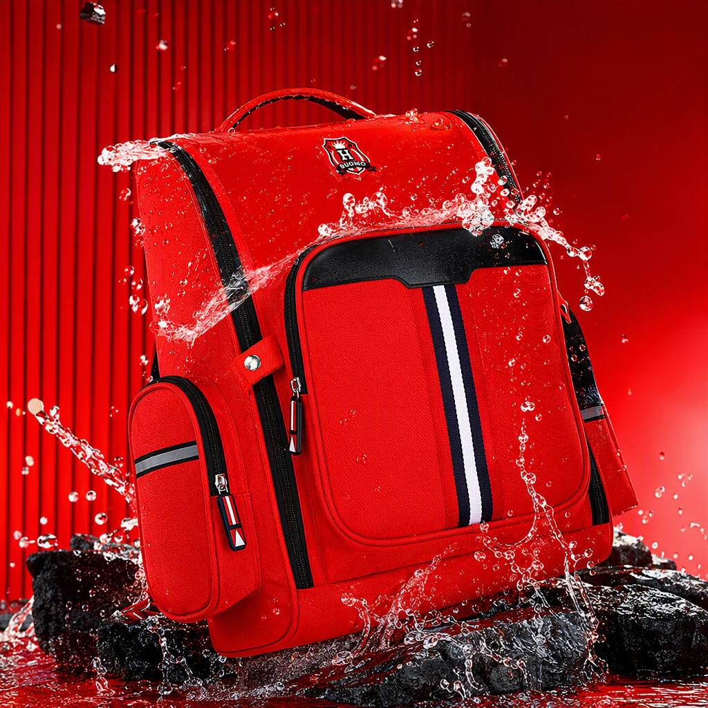 The red schoolbag is a lightweight and waterproof backpack for girls and primary school students, with a large capacity for stationery storage Specification image