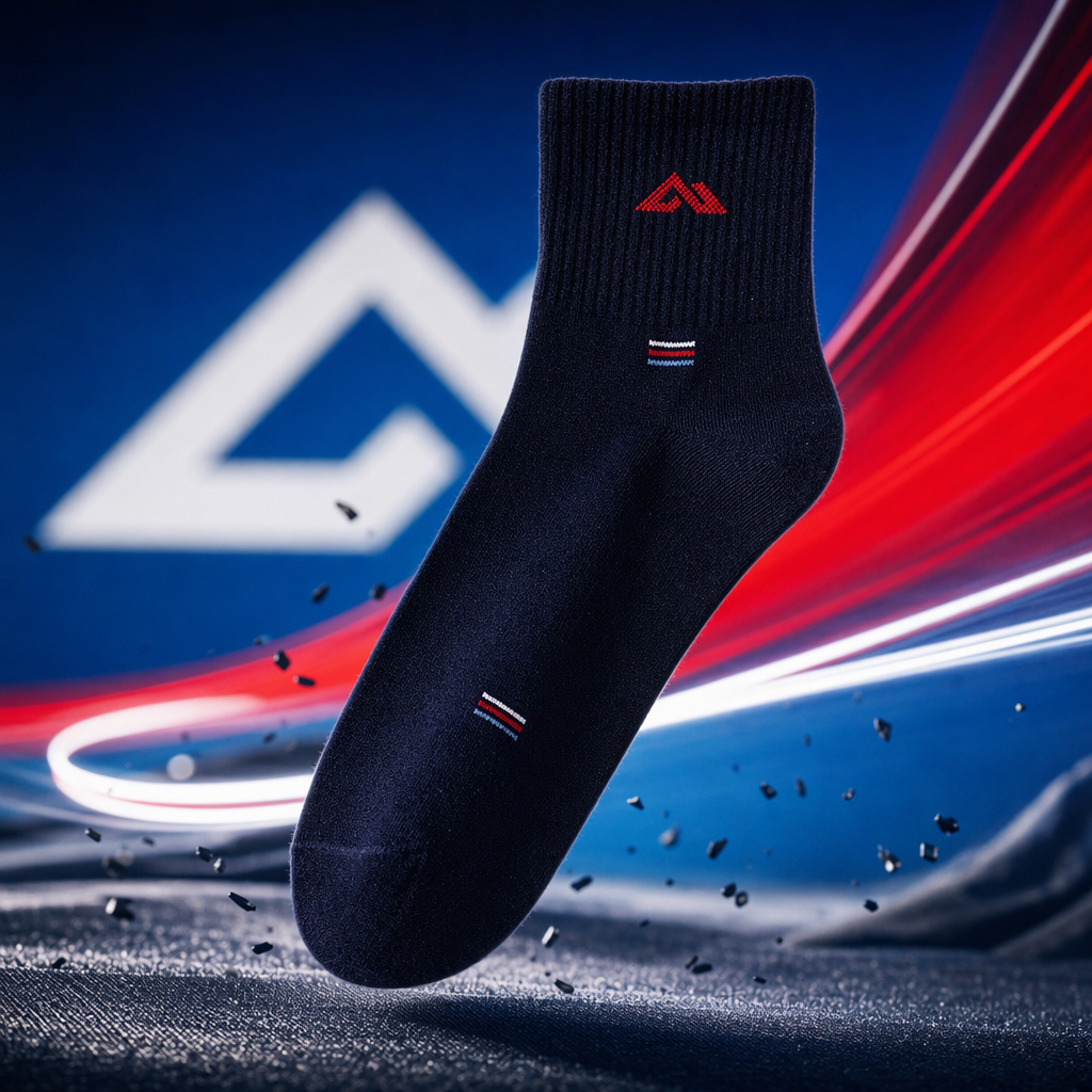 Deep blue pure cotton men's mid-calf socks are comfortable, breathable and sweat-absorbent Specification image
