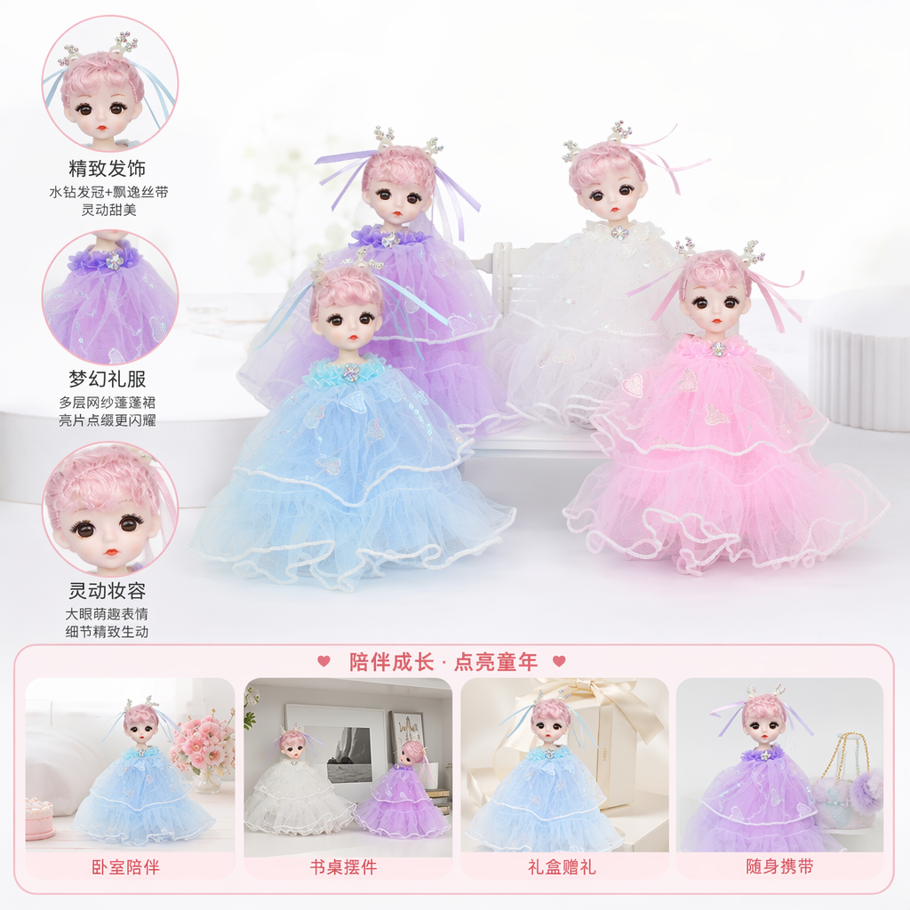 The pink curly joint doll is a cute collectible toy made of soft rubber that can pose