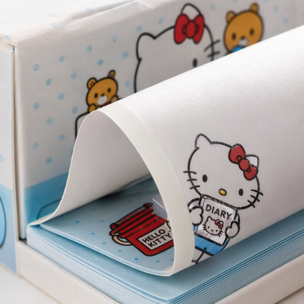Hello Kitty pull-out sticky note box, a cute cartoon desktop for storing stationery Application Scenario