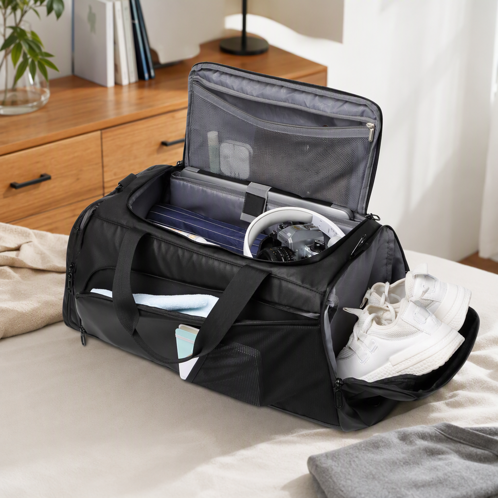 Bolsa de viaje multifunción negra de gran capacidad portátil y resistente al desgaste para negocios y ocio para hombres y mujeres universal details Picture