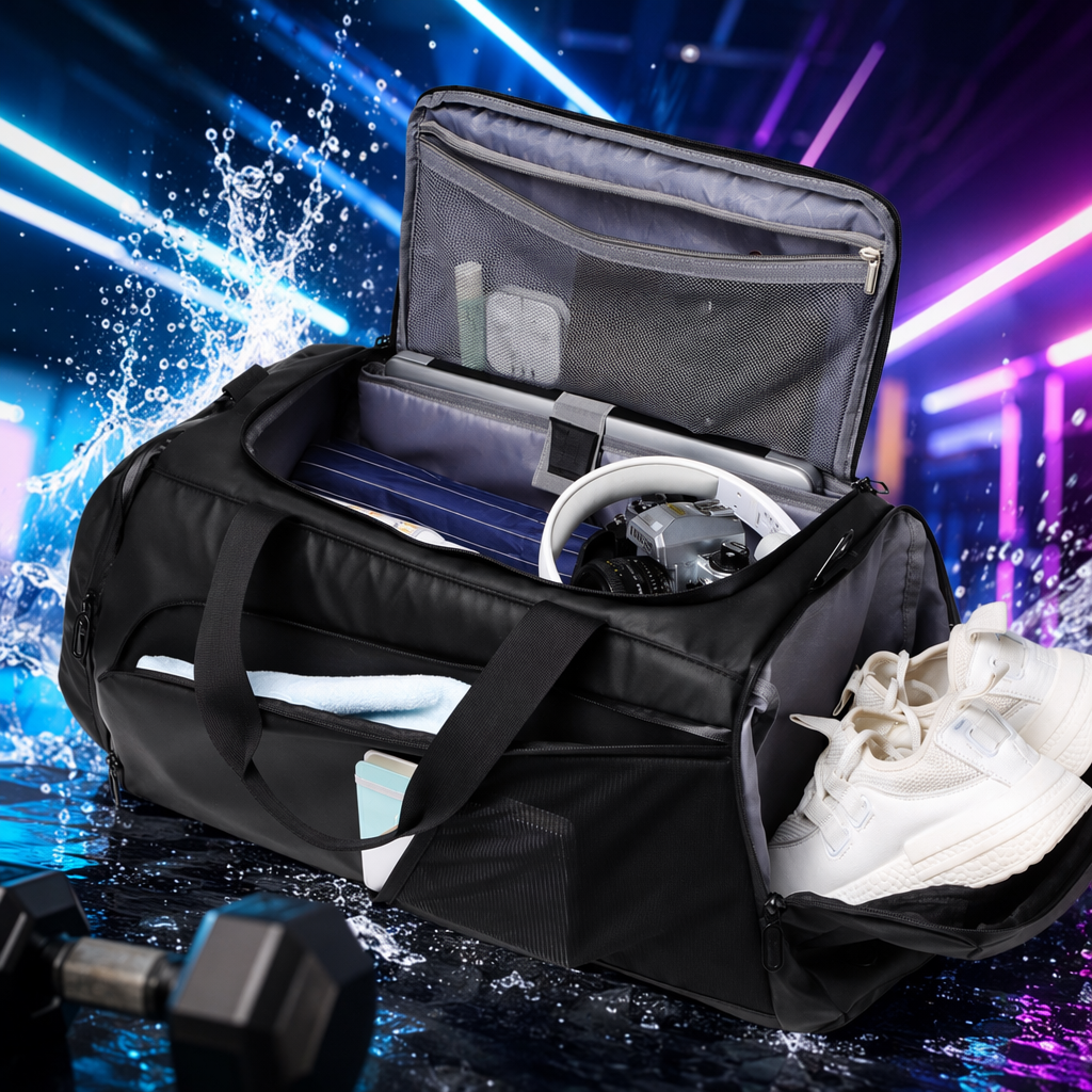 Bolsa de viaje multifunción negra de gran capacidad portátil y resistente al desgaste para negocios y ocio para hombres y mujeres universal Specification image