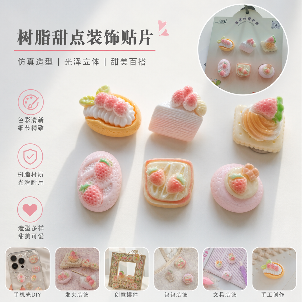 彩色树脂甜点装饰配件 烘焙DIY蛋糕摆件手工制作