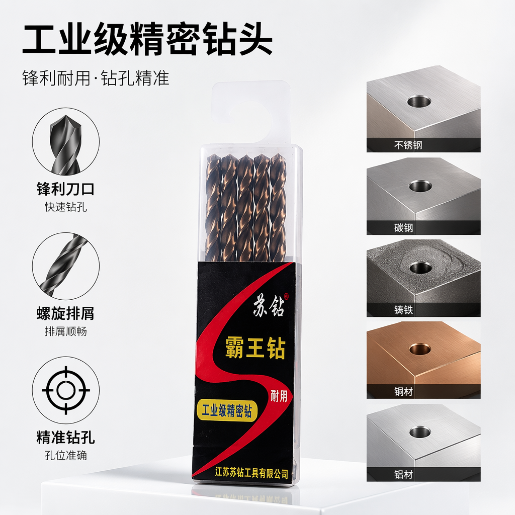 Suzuan Baowang Drill black packaging box, 4 pieces of 4.2MM metal dark brown spiral drill bits for industrial grade