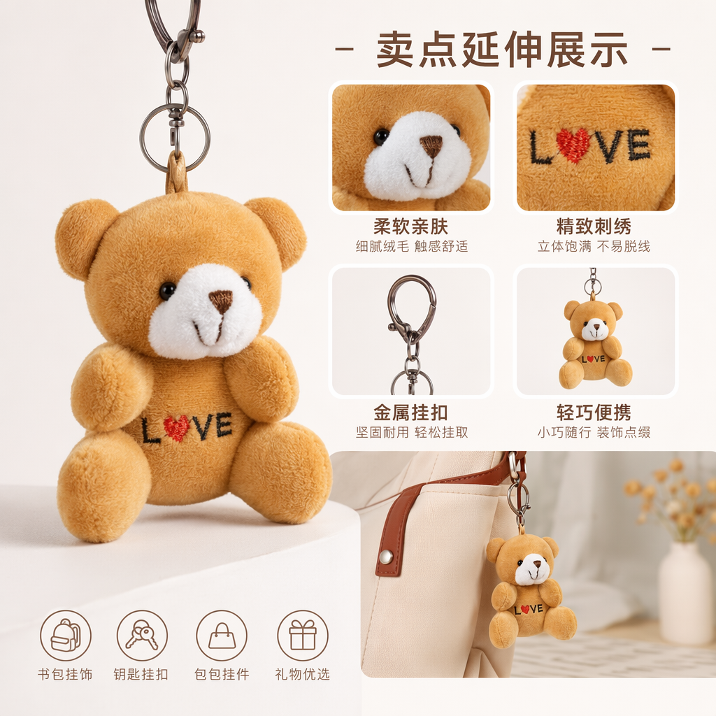 Brown bear plush toy, cute throw pillow, children's gift, home decoration