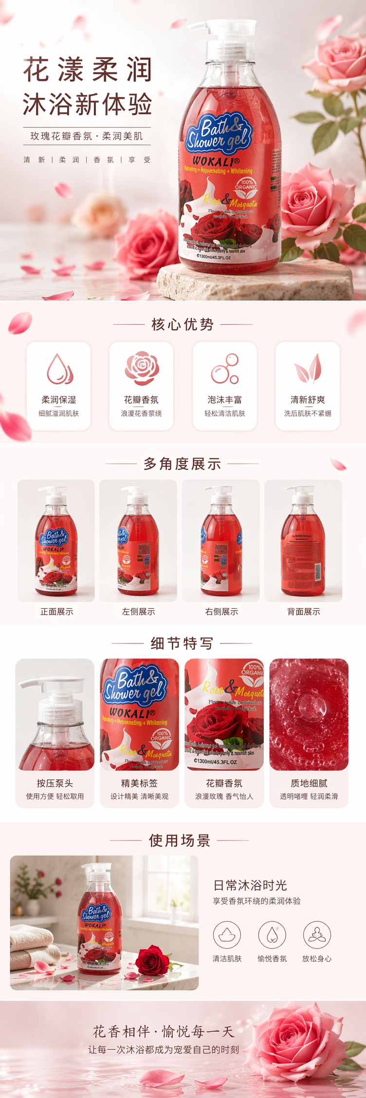 进口日用沐浴露 温和滋润香氛持久洁净肌肤详情1