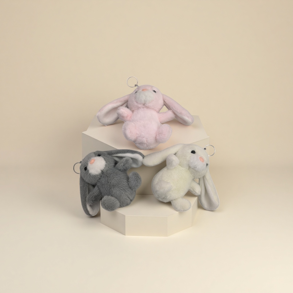 Lindo conejo de peluche llavero rosa gris blanco colgante de dibujos animados pareja regalo creativo accesorios bolsa colgante