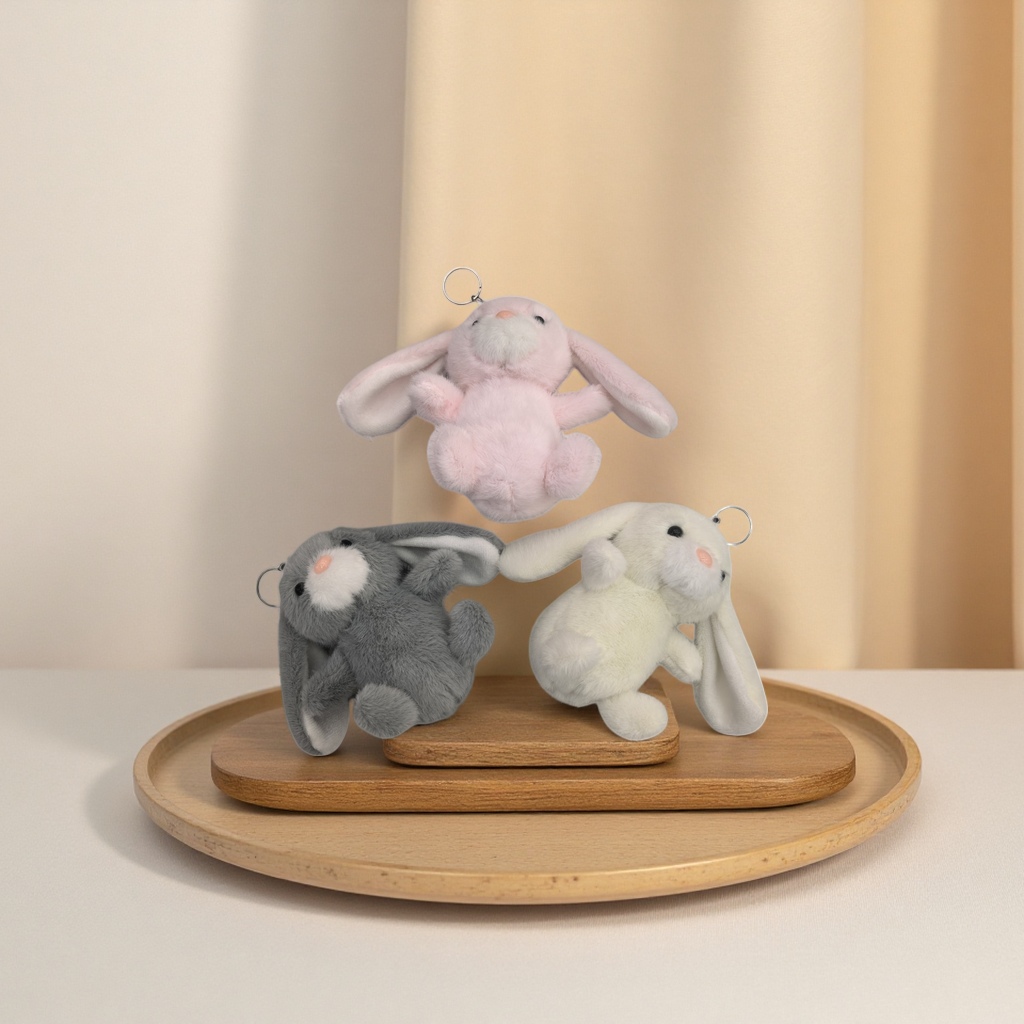 Lindo conejo de peluche llavero rosa gris blanco colgante de dibujos animados pareja regalo creativo accesorios bolsa colgante Application Scenario