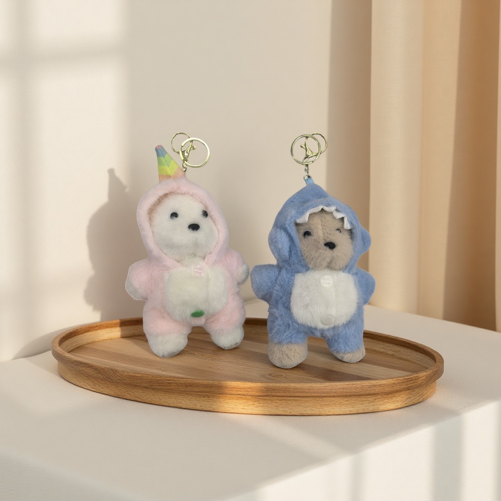 Rosa unicornio forma de plush llavero lindo colgante de dibujos animados azul tiburón forma de plush llavero adorable diversión accesorios regalos regalos