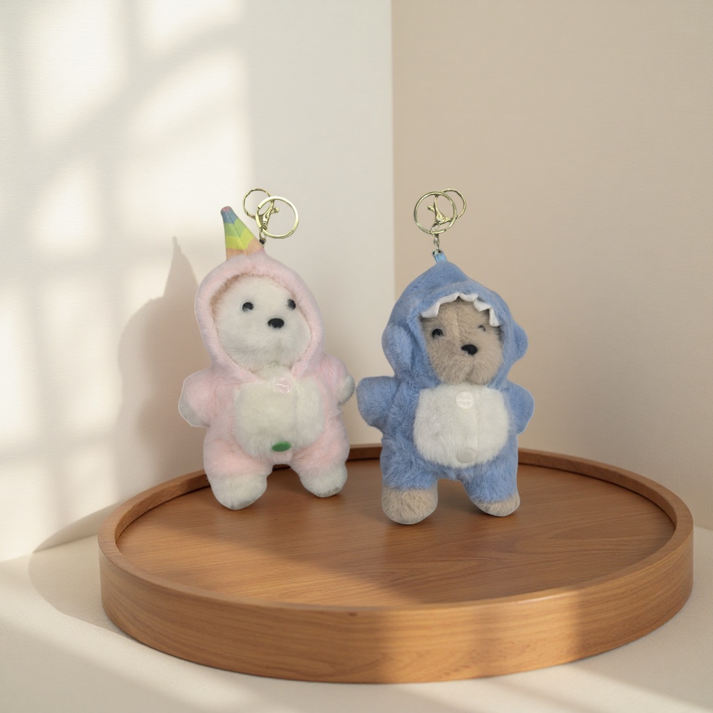 Rosa unicornio forma de plush llavero lindo colgante de dibujos animados azul tiburón forma de plush llavero adorable diversión accesorios regalos regalos Specification image