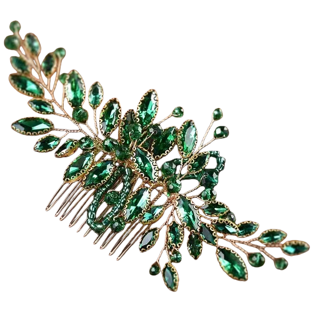 Green gemstone hair comb, natural jade comb, massage the scalp, anti-static and smooth hair Item Picture