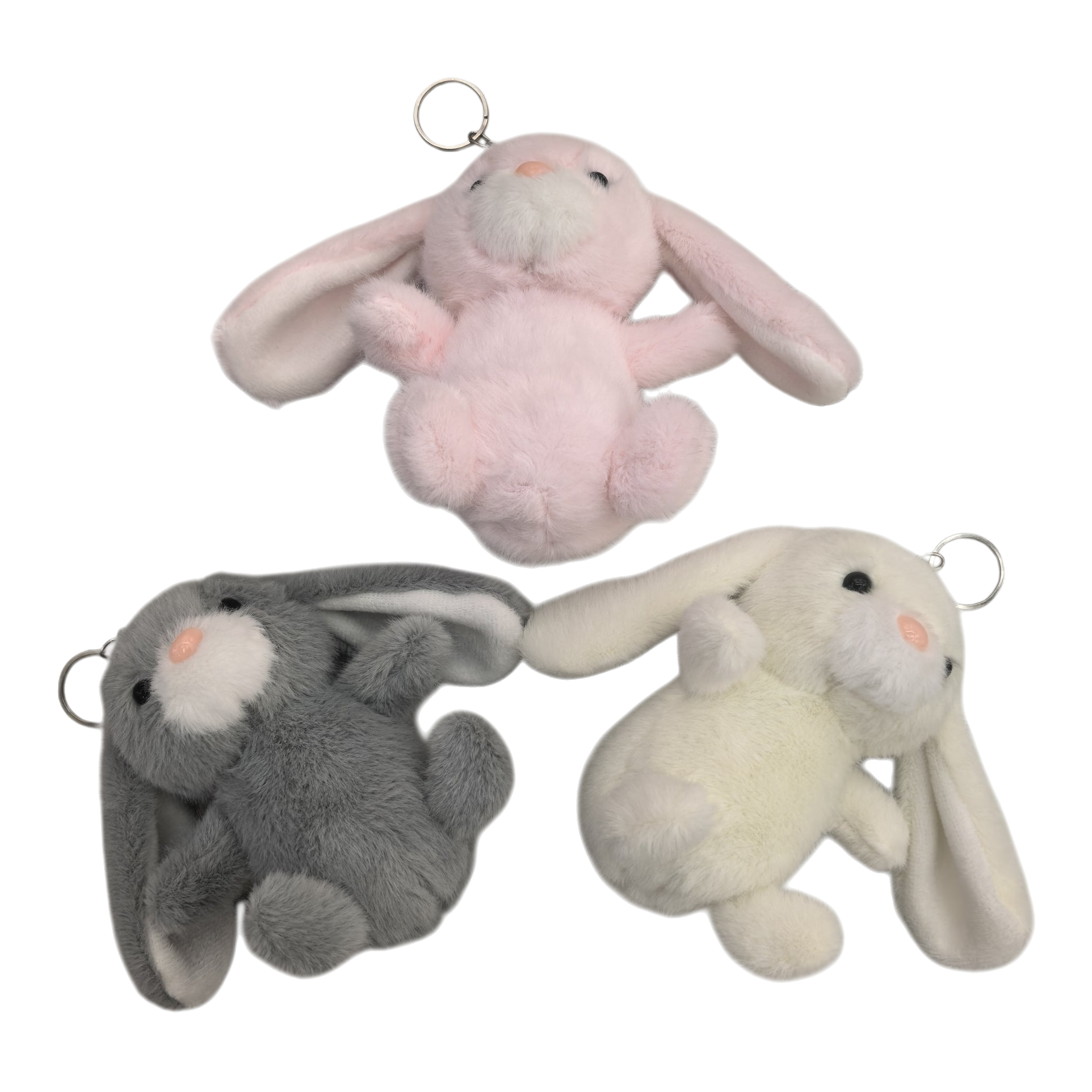 Lindo conejo de peluche llavero rosa gris blanco colgante de dibujos animados pareja regalo creativo accesorios bolsa colgante Item Picture