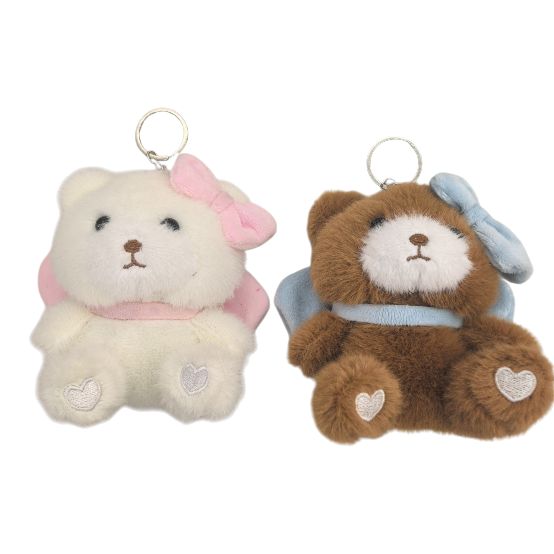 Lindo blanco peluche oso llavero suave adorable dibujos animados colgante marrón peluche oso llavero moda tendencia accesorios Item Picture