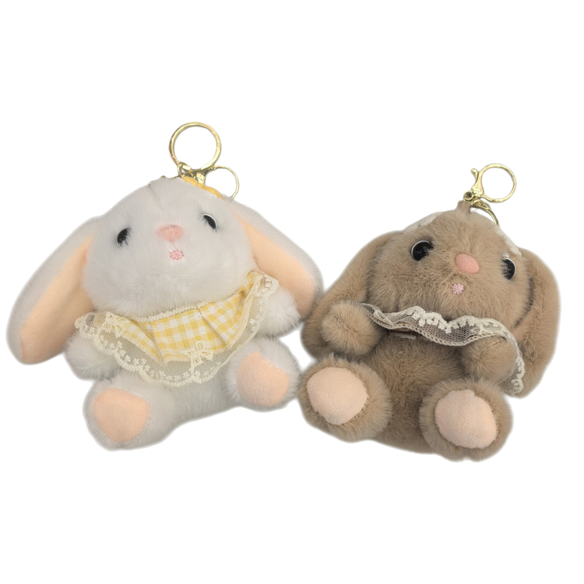 Llavero de conejo blanco lindo colgante de conejo marrón adorable cadena de llaves de dibujos animados adornos regalos regalos Item Picture