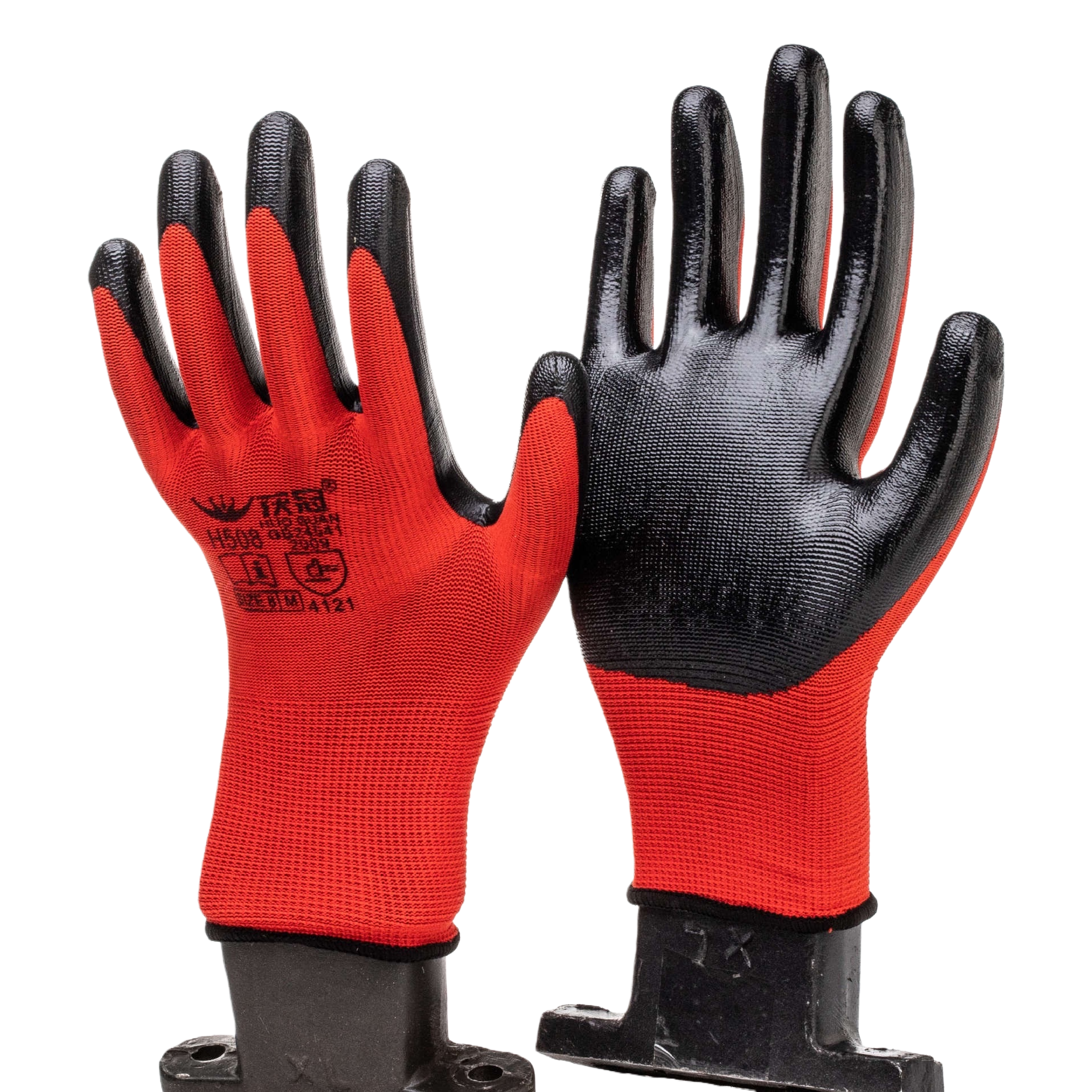 Guantes resistentes a la abrasión de corte multifunción rojo y negro con colores combinados protección laboral guantes de trabajo suministros de protección duraderos - 5