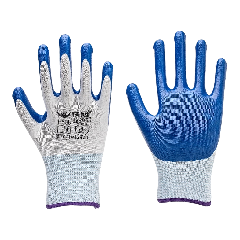Guantes de protección azul y blanco transpirables resistentes al corte de trabajo guantes de protección de manos resistentes al desgaste suministros de protección laboral - 5