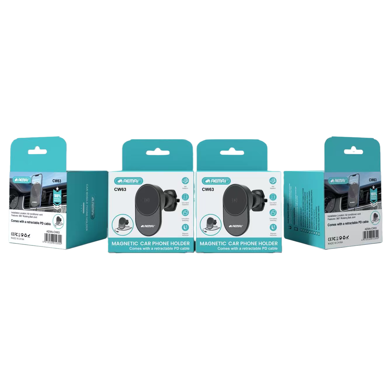 The magnetic car phone stand and multi-functional navigation stand in the light blue packaging box are convenient for car installation Item Picture