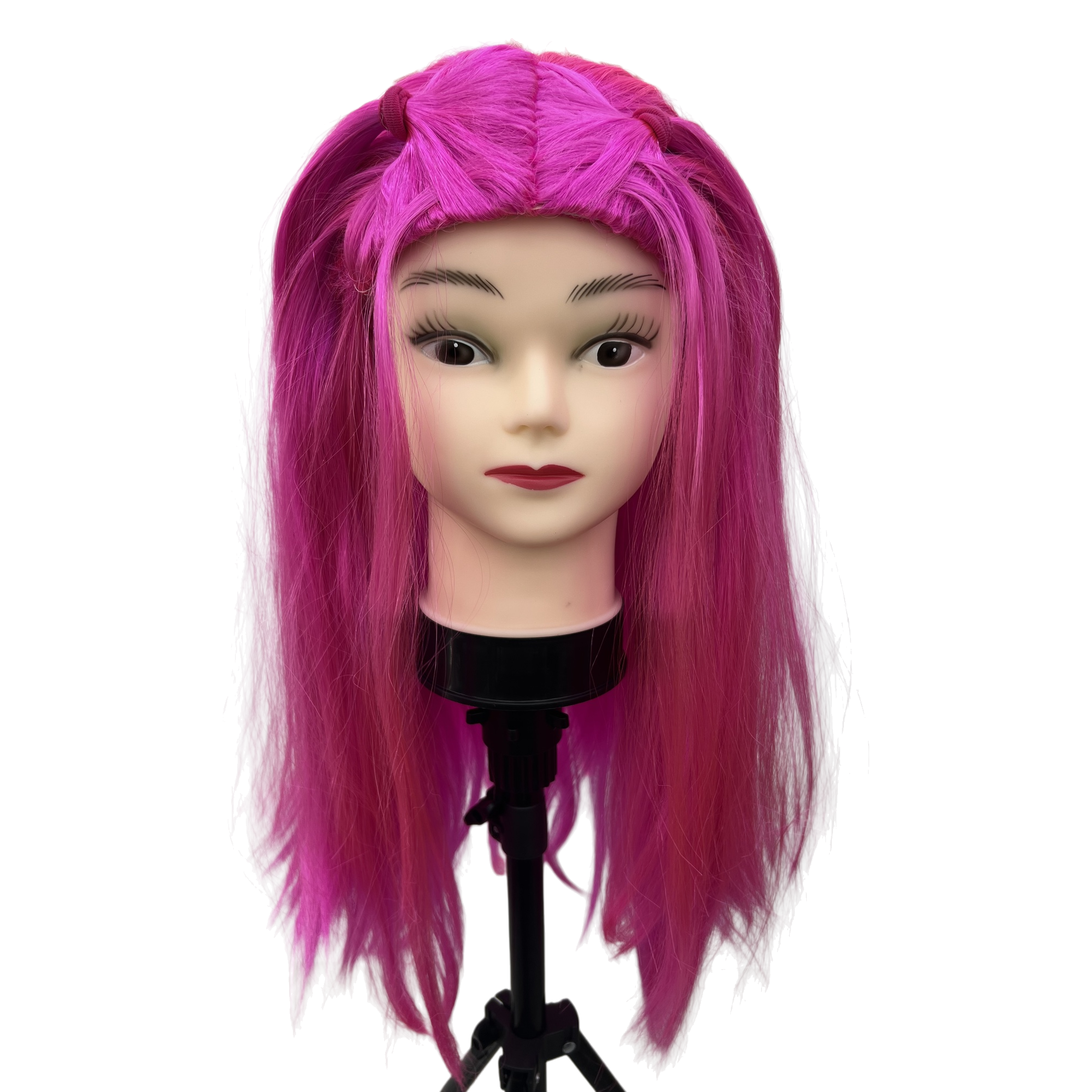 Pink long-haired dummy head display model, beauty and makeup practice props, hairstyle display supplies Item Picture