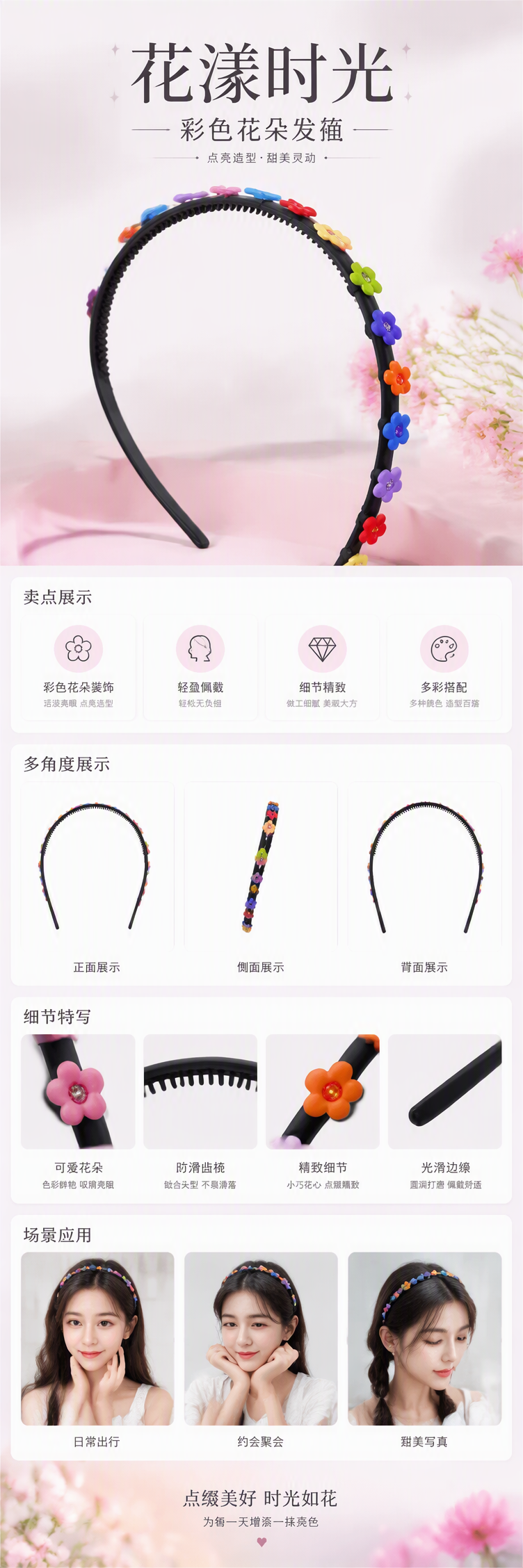 多彩花卉发箍儿童韩版可爱少女发饰头饰发带发夹发饰品详情1