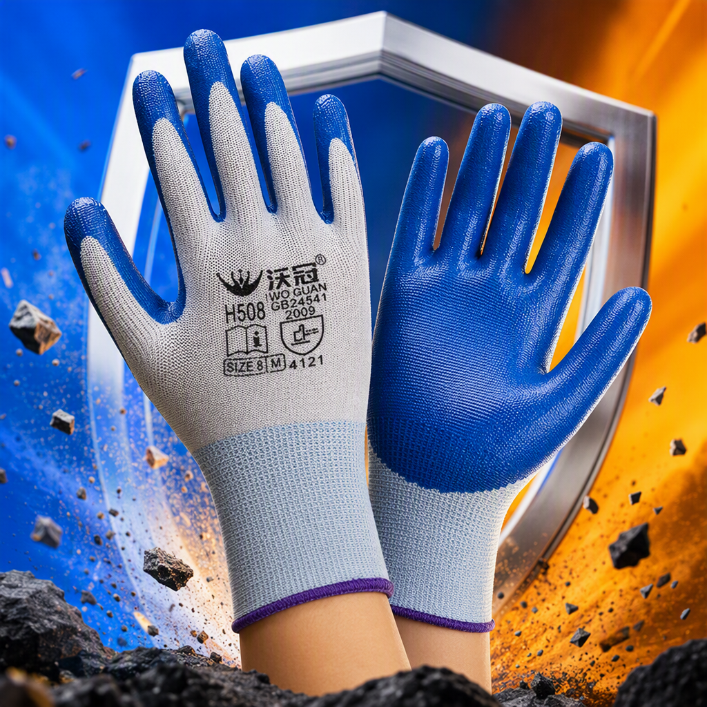 Guantes de protección azul y blanco transpirables resistentes al corte de trabajo guantes de protección de manos resistentes al desgaste suministros de protección laboral - 3